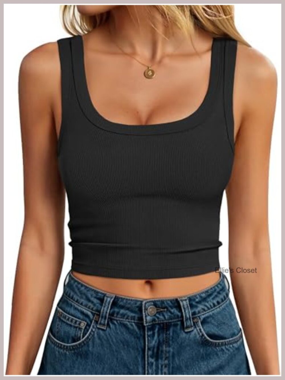 Women's Ribbed Slim Fit Crop Tank Top Scoop Neck Sleeveless Cami